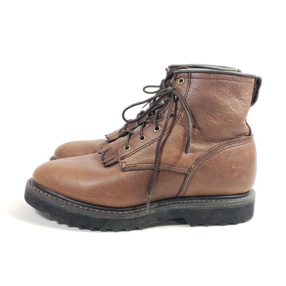 Double H Womens 6.5 Brown Leather Work Boots Oil Resistant Sole - Picture 5 of 9